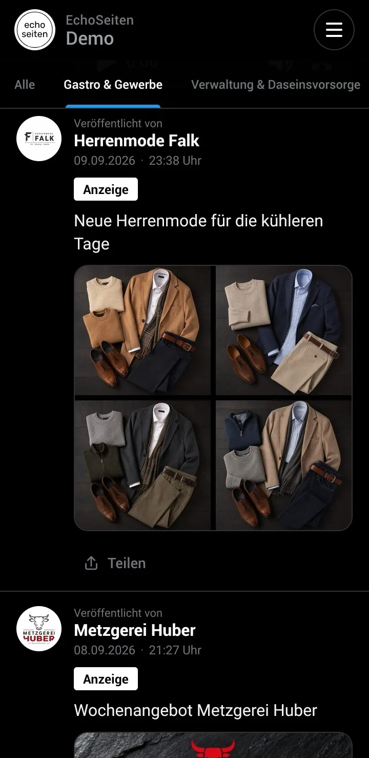Gastro und Gewerbe auf EchoSeiten